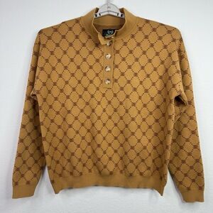 Ellandemm Sweater Womens 3XL Brown Monogram Neutral Preppy Academia‎ Minimalist